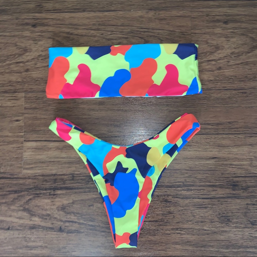 Shein neon camo bikini set
